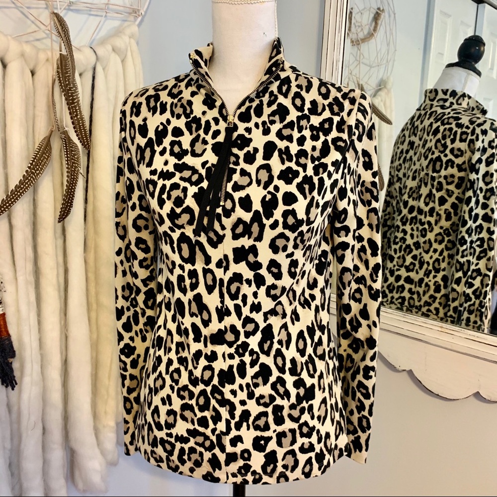 Leopard print quarter zip